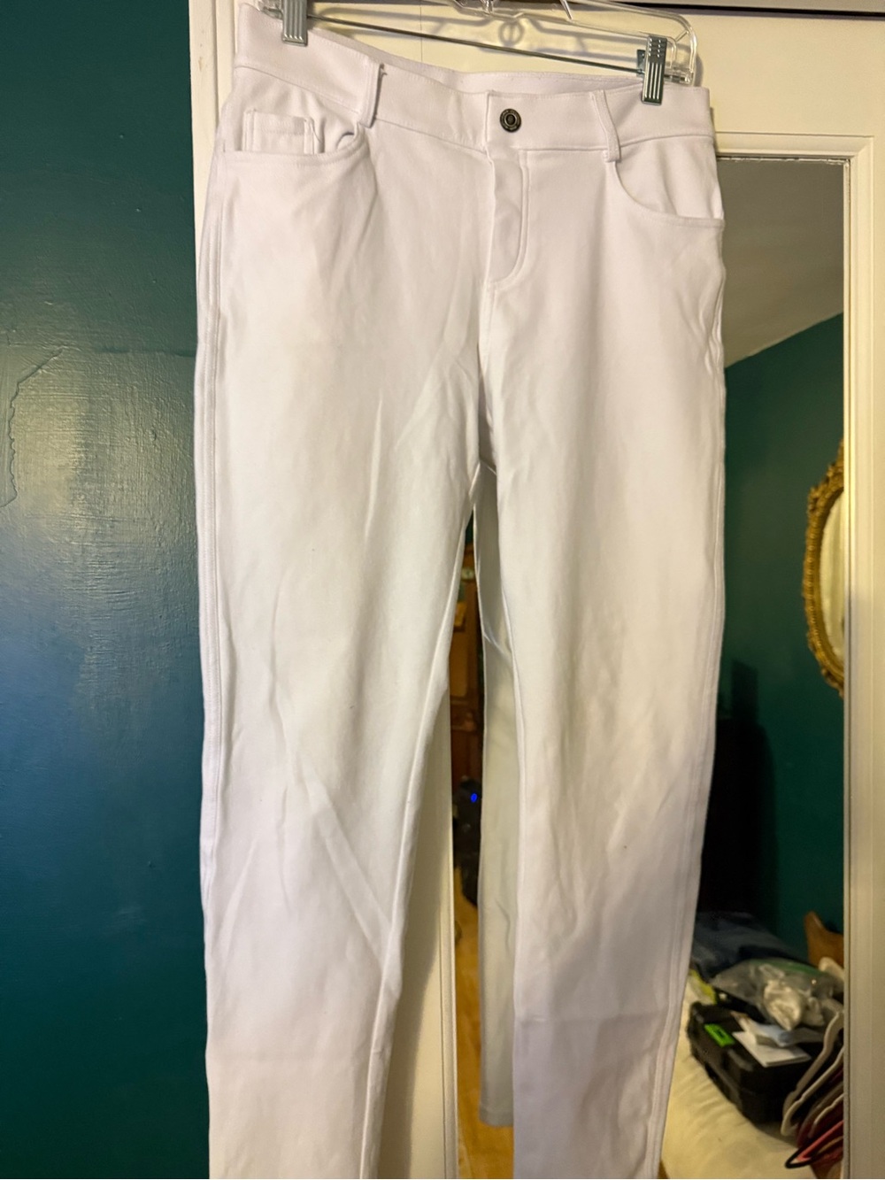 White Slim Straight Pants
